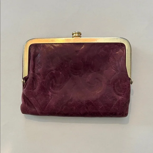 Elegant Burgundy HOBO Wallet with Gold Accents - Picture 1 of 4